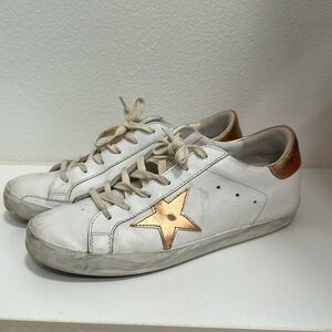 Golden Goose Women’s Super Star Low Top Sneaker (Optic White/Peach Pink)